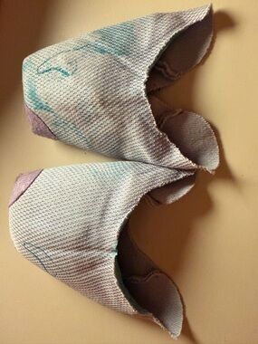 Light Gray Fabric Shoe Uppers with Teal Accents